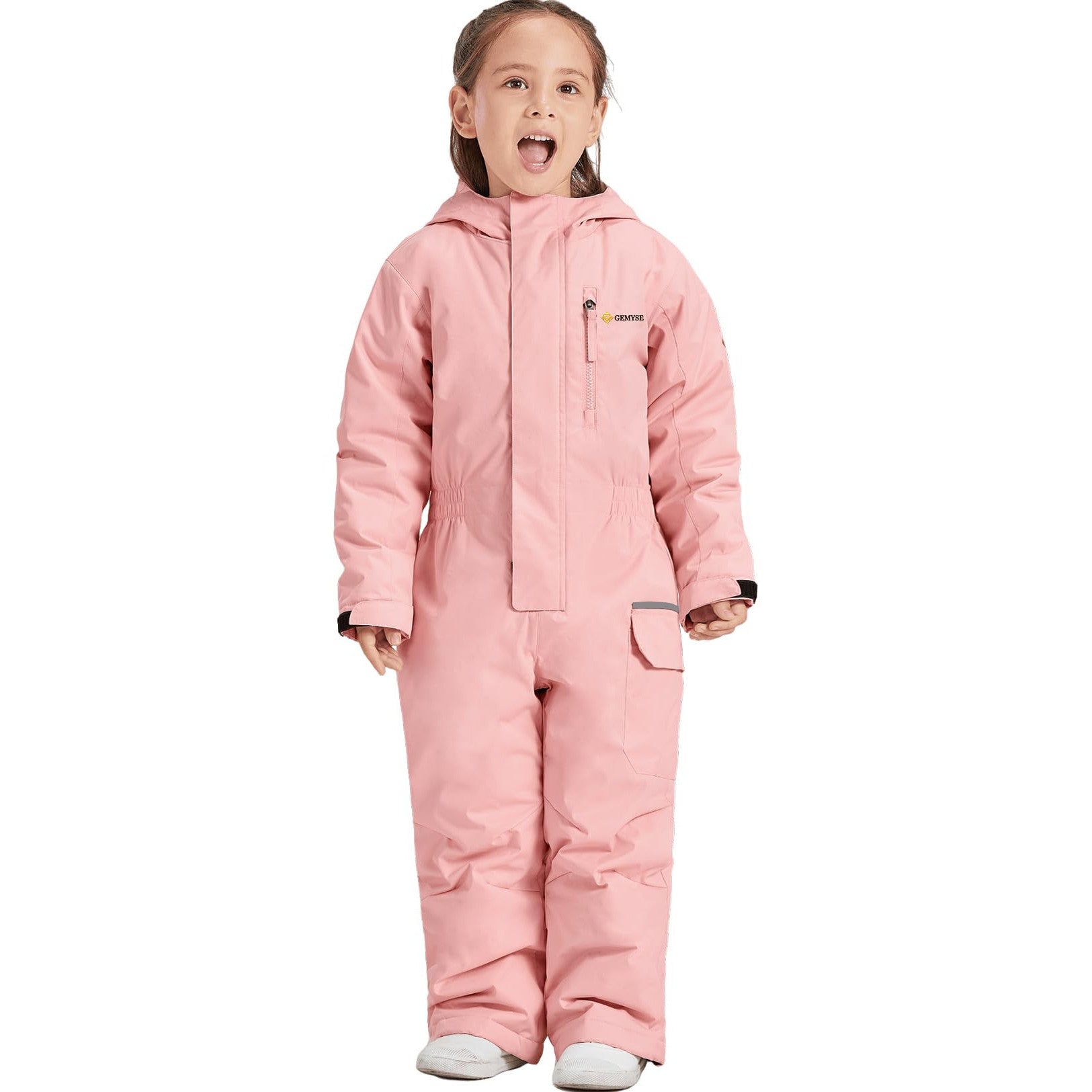 GEMYSE Kids Waterproof One-Piece Ski Suit Jumpsuit for Winter Outdoor Snowboarding